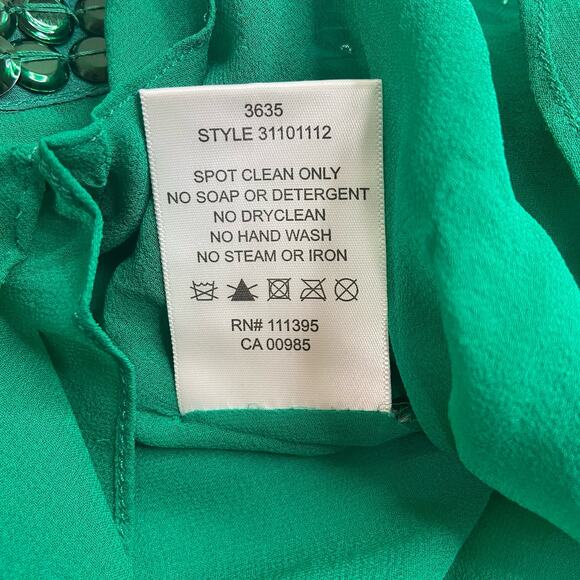 Tory Burch Kelly Green Sequin Striped Silk Tank Top Women's 8 Chic Sophisticated - Picture 6 of 11